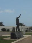 The damaged statue of Nkrumah behind his mausoleum